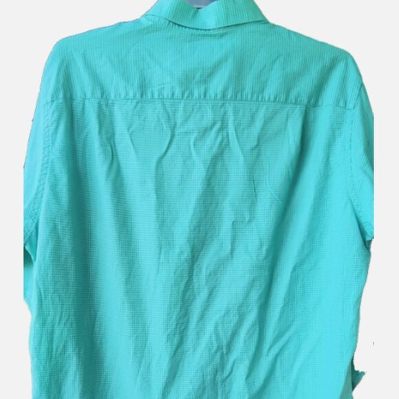 PAUL FREDRICK MEN'S XL GREEN HOUNDSTOOTH COTTON BUTTON-DOWN LONG SLEEVE SHIRT - Picture 2 of 7